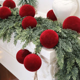 Senjie 3.15inch Christmas Tree Ornaments Velvet Balls,18PCS Flocked Decoration Balls Ornaments Sets for Christmas 2025 Red