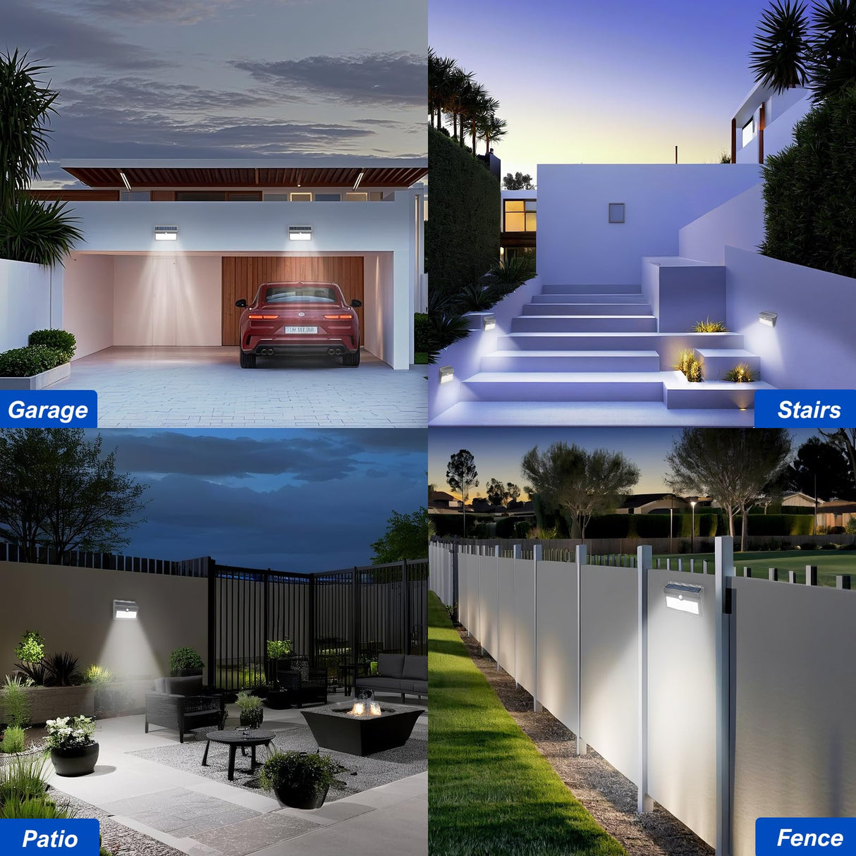 JEJOT 2 Pack Solar Motion Lights Outdoor Waterproof, 270° Wide Angle,3 Modes Solar Wall Lights, Anti Glare Solar Powered Flood Lights for Fence Garage Garden Patio Yard
