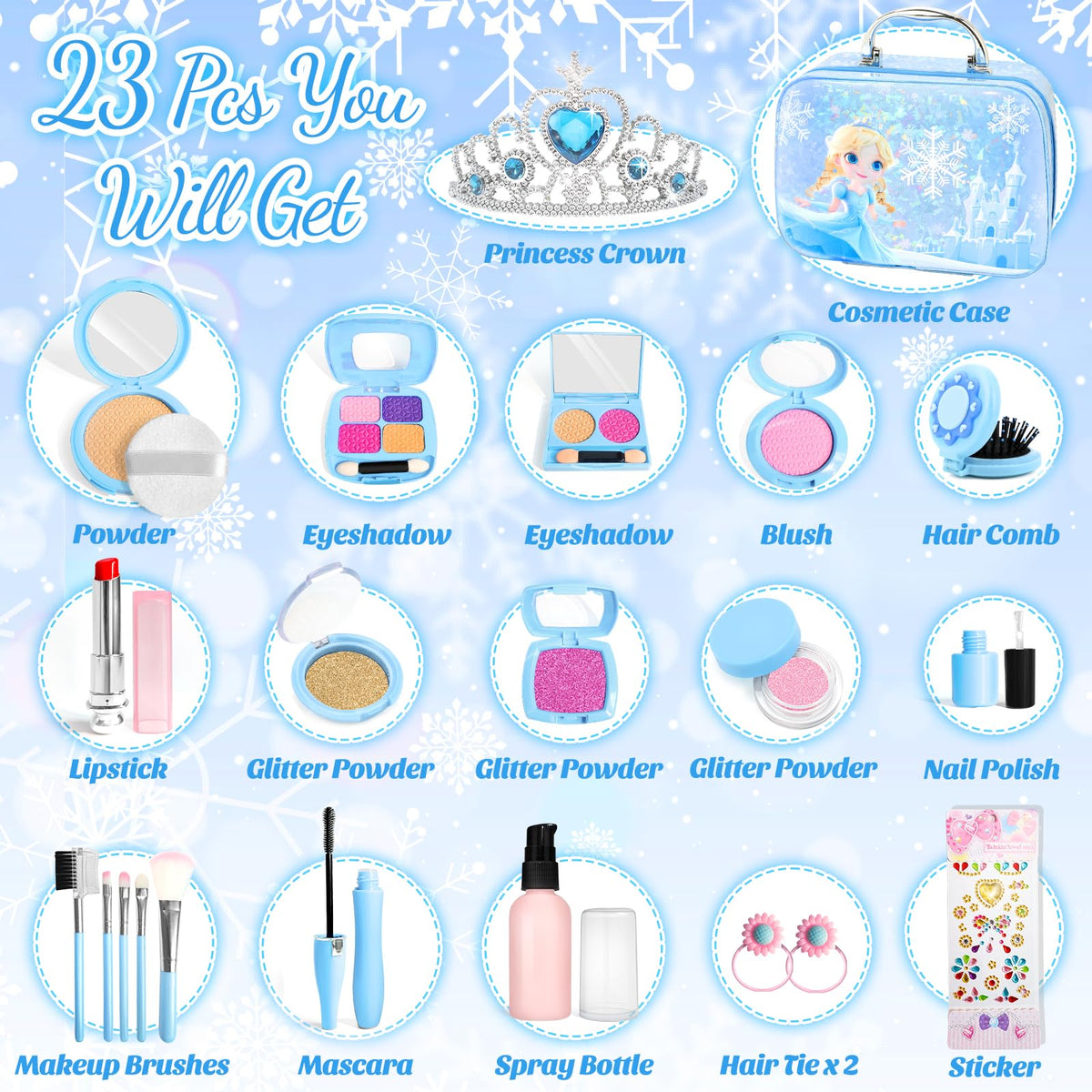 Pretend Play Fake Makeup Set for Kids Toddlers 3-5 5-8