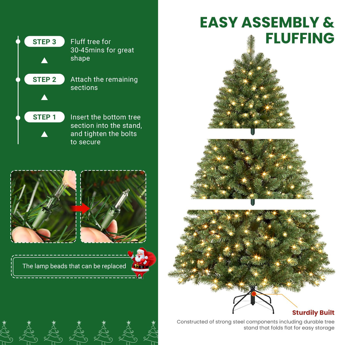 SHareconn 7ft Prelit Artificial Classic Spruce Christmas Tree
