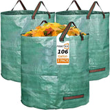 RISETEX Leaf Collector 3-Pack | 106Gal Eco-Friendly Reusable Leaf Bags | Heavy-Duty Self-Standing Yard Waste Container w/4 Handles for Lawn Maintenance & Outdoor Recycling