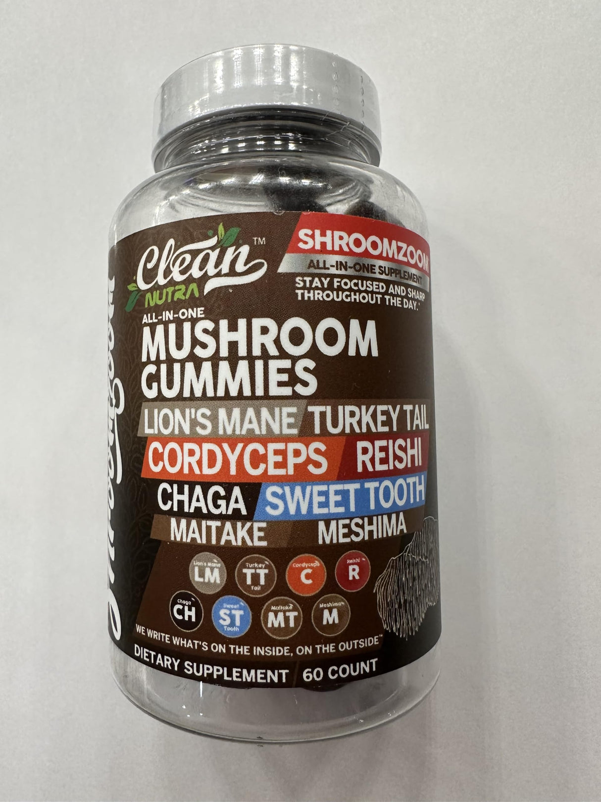 15in1 Mushroom Gummies with Lion's Mane Turkey Tail Cordyceps Reishi Chaga Sweet Toot Maitake Meshima Poria Cocos Shiitake Tremella, Oyster Agaricus Mushrooms for Men and Women Supplement - 2Pack