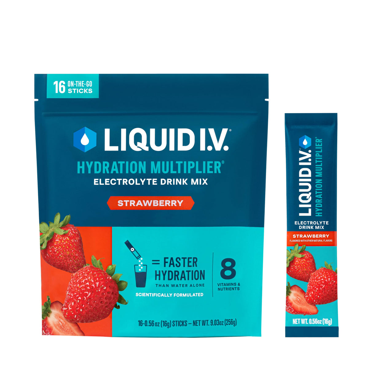 Liquid I.V.® Hydration Multiplier - Strawberry | Electrolyte Powder Drink Mix | 1 Pack (16 Servings)