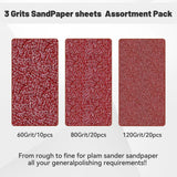 BAOSTC 1/4 Sandpaper Sheet,4-1/2"*5-1/2" Assorted 60-80-120,50PACK