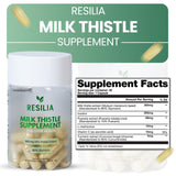 Resilia Milk Thistle Silymarin – 300 mg Supplement with Dandelion, Vitamin C, Inositol, Pueraria Root & Turmeric Extract, Antioxidant-Focused Plant Formula, 30 Vegetarian Capsules