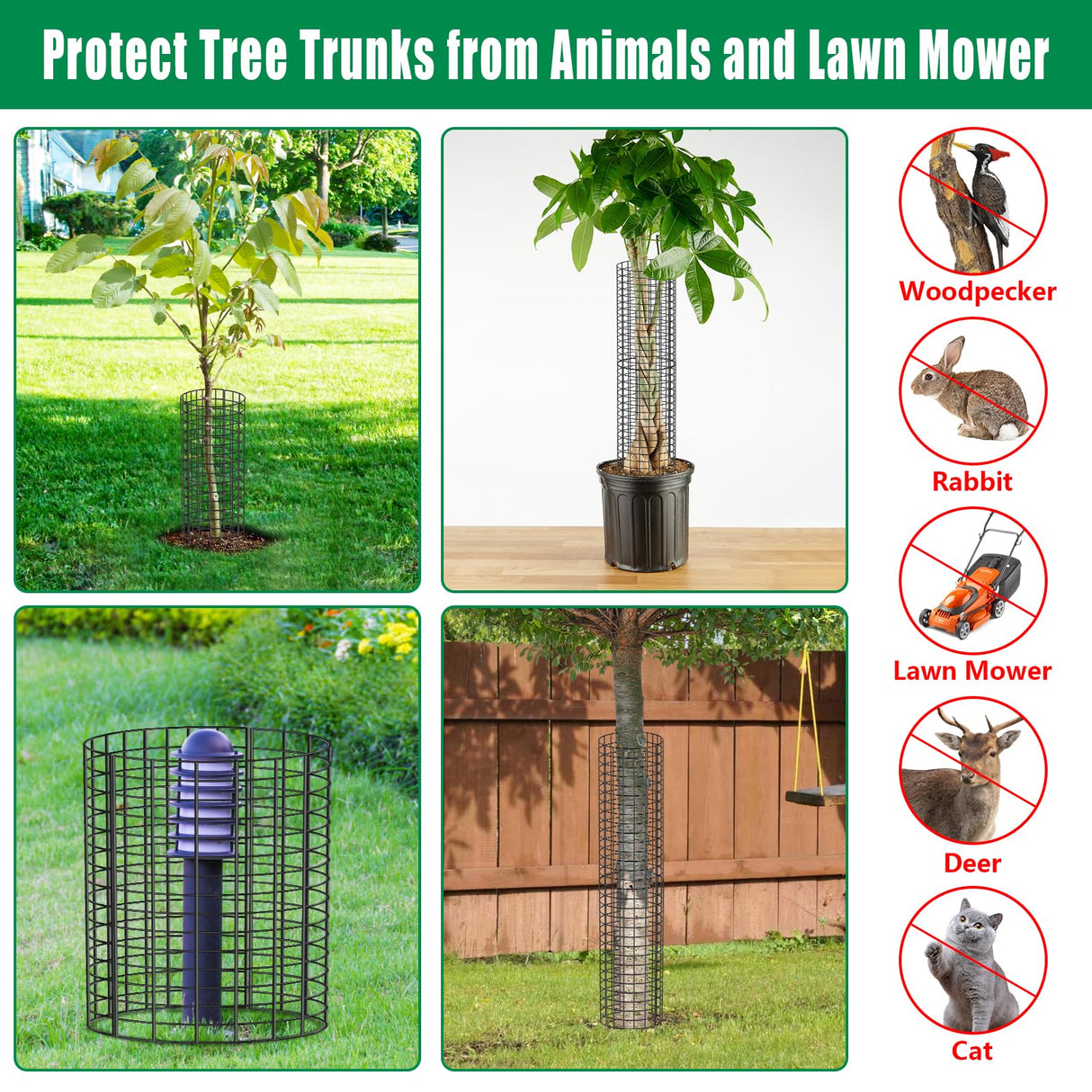 UQM 6 Pack Tree Trunk Protector, 12 Pcs Metal Tree Guards Trunk Protector