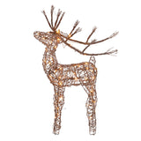 Alpine Corporation | 35" Outdoor Rattan Reindeer Decoration with 60 White LED Lights – Lighted Christmas Lawn & Yard Décor, Weather-Resistant Holiday Display