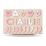 Personalized Name Puzzle with Numbers and Shapes, Name Puzzle for Kids, Custom Birthday Gift for Kids, for Toddlers, Unique New Baby Gift, 1 Year Old Boy and Girl Toys, Wood Toy