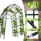 Metal Garden Arch Trellis, 7.6Ft Black for Raised Beds, Plant Support for Cucumbers & Climbing Vegetables with 9 Horizontal Pipe