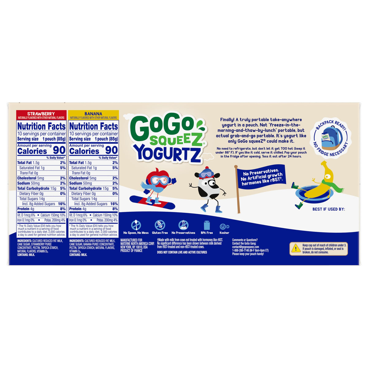 GoGo squeeZ Low Fat YogurtZ Variety Pack, 3 oz Pouches, 20 Count