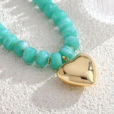 LILIE&WHITE Gold Plated Aqua Beaded Necklace for Women