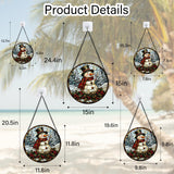 JOSUMALY Stained Glass Window Hanging - Christmas Snowman Suncatcher for Door Terrace Garden Home Decor Winter Forest Snow Sun Catcher Birthday Gifts for Lovers Women Men Dad Mom Nana 7.8 in