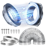 VOXWELLY Magnetic Dryer Vent Coupling Easy to Clean Quick Connector Airtight Seal Dryer Vent Connector Kit Including a 2.6ft 4" Duct and two Clamps, DV180