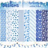 40 Pcs Winter Christmas Snowflakes Cotton Jelly Fabric Strips Blue and White Snowflake Reindeer Patchwork Strips for Quilting Crafting Snowman Precut Patchwork for Sewing DIY Crafts