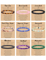BOMAIL 9PCS Natural Stone Crystal Beaded Bracelets for Women