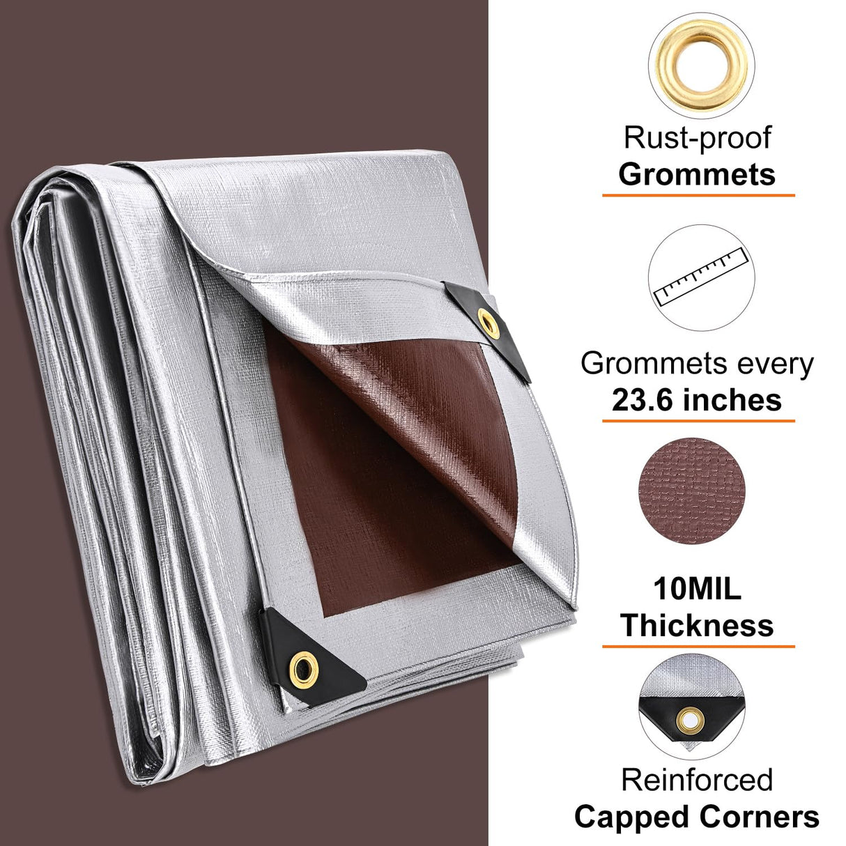 Patiobay Tarp 12x20 Feet, 10 Mil Large Waterproof Tarps Heavy Duty with Grommets Every 23.6", Thick Plastic Tarp, UV Resistant Tear&Fade Resistant, Reinforced Edges for Outdoor Pool Camp Tent