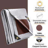 Patiobay Tarp 12x20 Feet, 10 Mil Large Waterproof Tarps Heavy Duty with Grommets Every 23.6", Thick Plastic Tarp, UV Resistant Tear&Fade Resistant, Reinforced Edges for Outdoor Pool Camp Tent