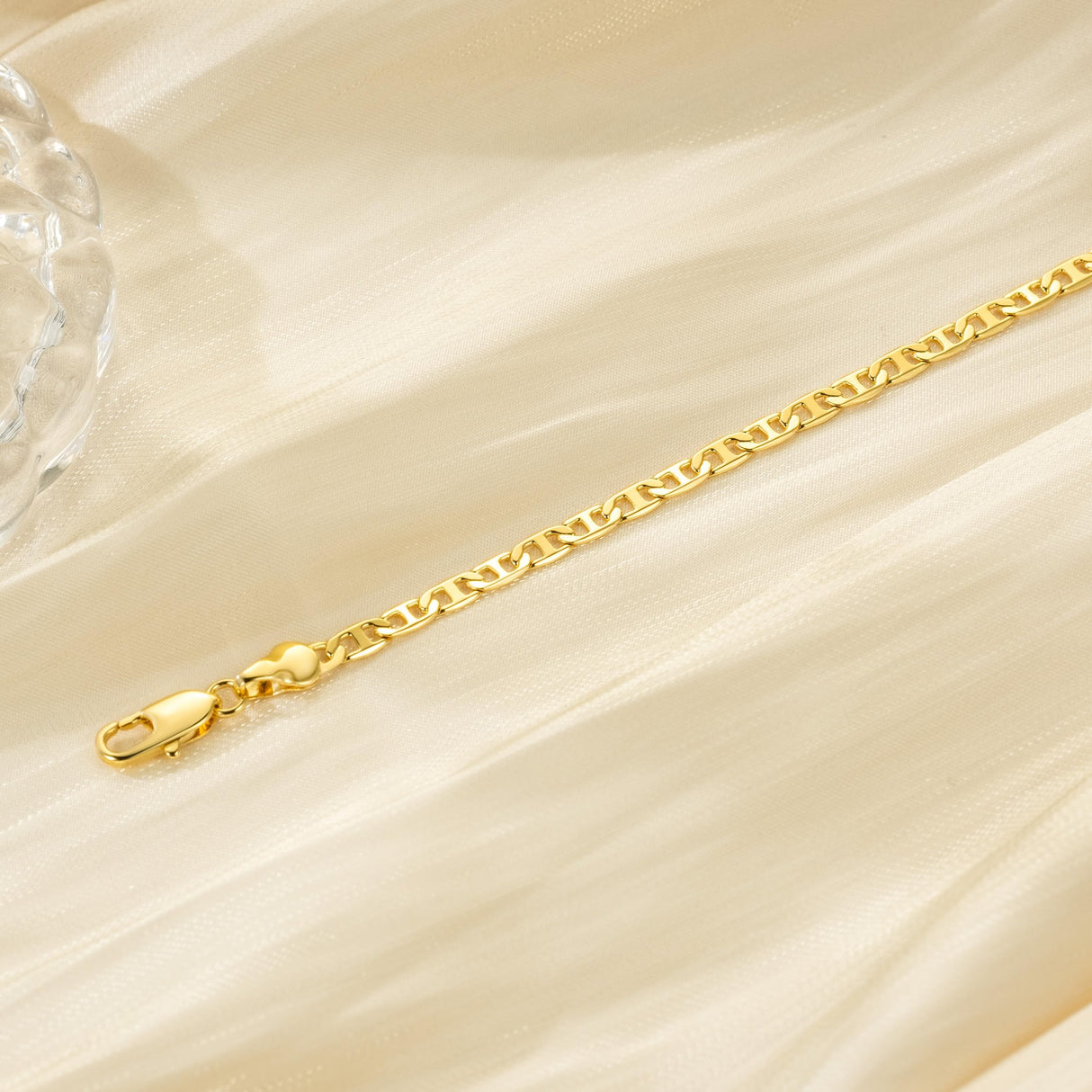 CISSIEPERAL Ankle Bracelets 14K Gold Anklets for Women Waterproof 3.4mm Mariner Chain Anklets for Women Women’s Ankle Bracelet Anchor Chain 9’’ 10’’ 11’’(Length 10 Inches)
