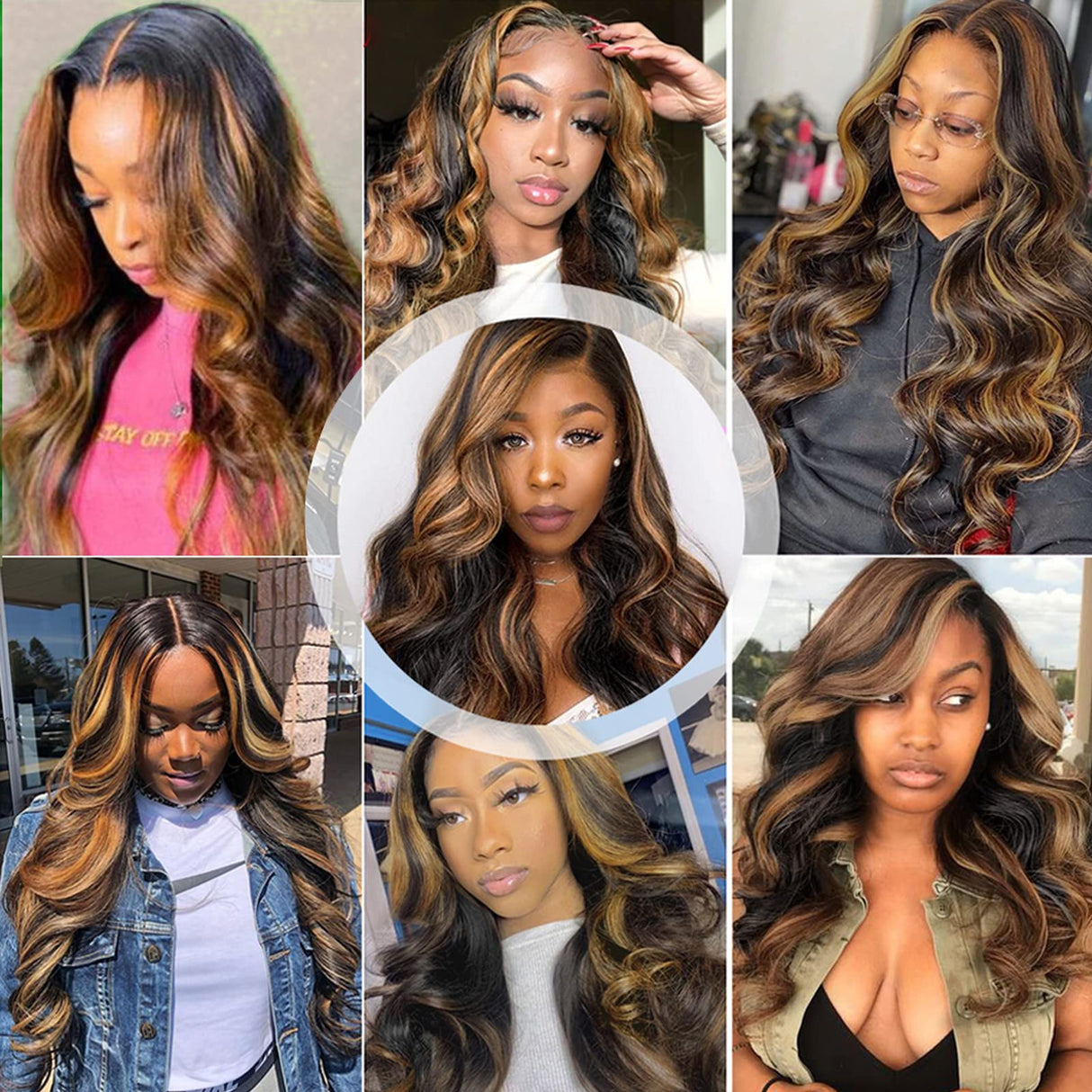 haha Brazilian Human Hair Highlight 4x4 Lace Front Wig Balayage Body Wave Ombre Lace Closure Wig Pre Plucked Honey Blonde 150% Density 18 Inch FB30