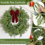 2Pcs Christmas Norfolk Pine Garlands, 6Ft Real Touch Artificial Faux Winter Dense Greenery Garland for Table Mantle Fireplace Wall Fence Stair Window Xmas Wreath Indoor Outdoor Holiday Decoration