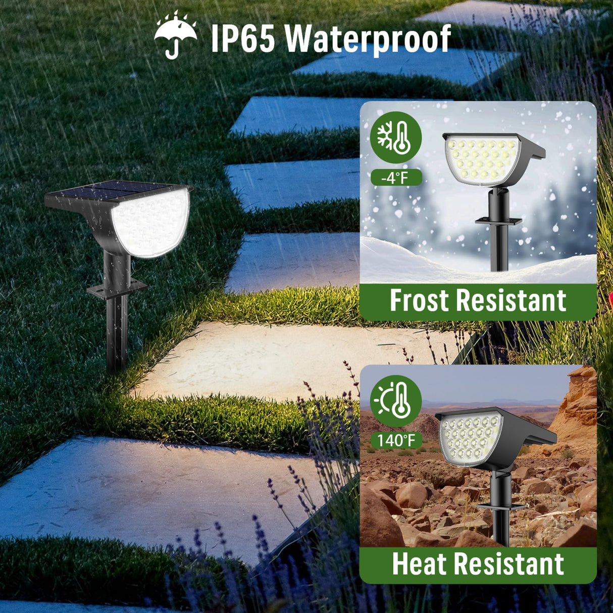 GKGG Solar Lights Outdoor Waterproof IP65, Solar Powered 76 LED 3 Lighting Modes Solar Spot Lights Outdoor for Yard Garden Landscape Pathway (Cool White, 6 Pack)