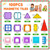 NVHH 100PCS Magnetic Tiles Blocks for Kids Ages 3-5 4-8 STEM Learning Toys