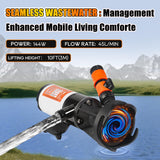 RV Macerator Pump 12V,Portable Macerator Waste Pump,12GPM Suction 3.2 feet Lift 10 feet with Garden Hose Discharge Port,Quick Release Sewage Pump with Fresh Water Crushing for Halloween Christmas