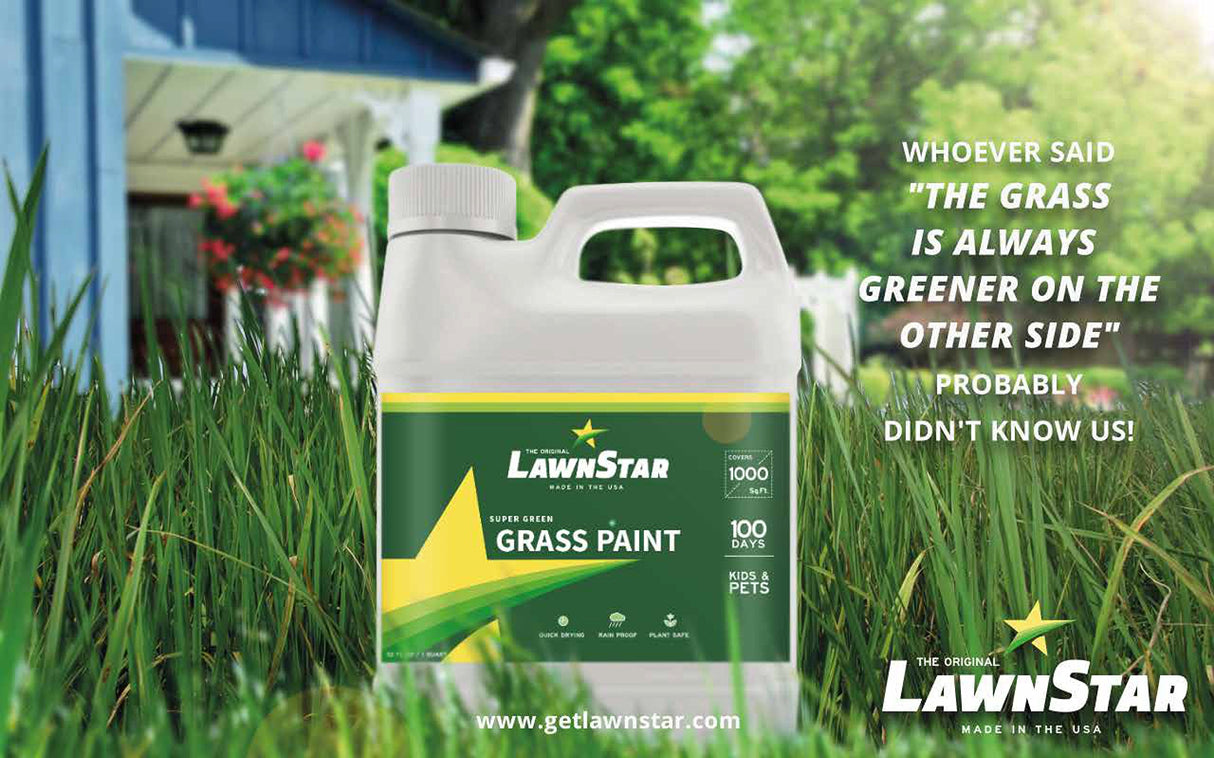 Grass Paint Concentrate (500-1,000 sq ft) - for Dormant, Patchy or Faded Lawn - Lush Green Turf Colorant (32 fl oz)