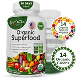 AAMATEC LIFE Organic Superfood Greens Fruits and Veggies Complex - Dietary Supplement with 14 Greens &14 Vegetables with Alfalfa Rich in Antioxidants Organic Ingredients Non-GMO (120 Count Pack of 2)