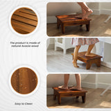 Holana 6.5" Wooden Step Stool for Adults (No Assemble Required)- 500 Lbs One Step Stools for High Bed Riser - Small Stepping Stool for Elderly, Seniors, Kid/Bathroom, Bed, Kitchen (Acacia)