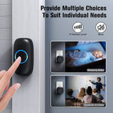 SECRUI Wireless Doorbell with 3Receivers 2 Push Buttons, Easy installation, Adjustable Volume, 58 Chimes, Colorful LED, 1000Ft Range, M520+F55, Black