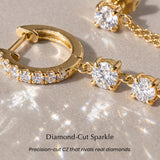 ASHINE Double Earrings for Two Holes 14K Gold Plated Linked Tennis
