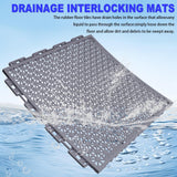 16 PCS Modular Interlocking Cushion Interlocking Floor Tiles with Hole Drainage Mat 10" x 10" Non Slip Pool Deck Mat Outdoor for Drain Deck Pool Patio Shower Kitchen Balcony (Grey)