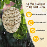 4 Pack Fake Wasp Nest Decoy, Woven Reed Wasp Hornet Decoys, Waterproof Faux Hornets Nest, Outdoor Hanging Decoration for Patio, Garden, Eaves