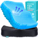 Anzeng Gel Seat Cushion for Long Sitting & Hip Pain Relief (Large Size) - Cooling 3D Cushions for Office Chair, Car, Wheelchair, Breathable & Non-Slip Cover with Pressure Relief Technology