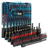 80 PCS Magnetic Impact Nut Driver Set - Metric & SAE with Socket Adapters, Wing Nut Driver, Bit Holder, Universal Sockets, Quick Release Extension, Power Bits, 1/4'' Quick Change, Storage Box