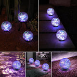 MLKNK Solar Globe Lights Outdoor Waterproof-Solar Balls-Solar Garden Lights-Orbs for Outside 4 Pack Cracked Glass Ball for Lawn Patio Yard Backyard Decorations