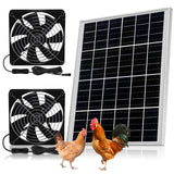 Roodike 5.5" Waterproofed Solar Powered 2 Fan Kits for Outdoor Chicken Coop, Greenhouse, Shed, Pet House Intake or Exhaust Air Circulation