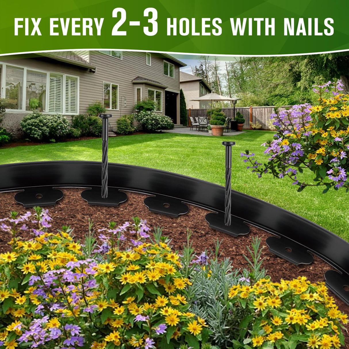 3 Inch Landscape Edging, 3" x 100' Garden Edging, 3 Inch No Dig Edging for Landscaping with 120 Pcs Anchoring Spikes and 5 Pcs Connectors Flexible Landscape Border Edging for Landscaping(Black)