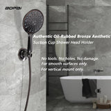 BOPai Suction Cup Shower Head Holder for Handheld Shower – No Drill, for Smooth Surfaces Only, Vertical Mount Only, Oil Rubbed Bronze