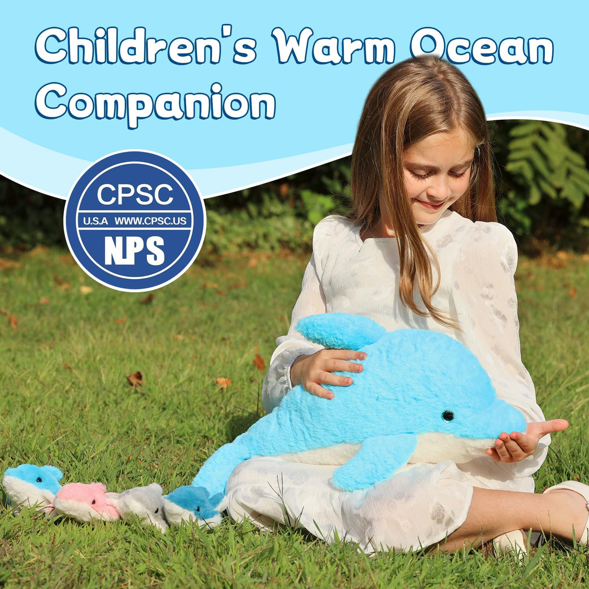 Tezituor Dolphin Stuffed Animal with 4 Babies, 20.5" Large Dolphin Plush Toy Realistic Ocean Stuffed Animals Soft Plushies Home Decor Christmas Birthday Gifts for Boys Girls Kids