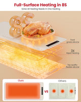 Extra Large Food Warming Mat for Countertop (XXL 36”x16”) - Full-Surface Heating Pad with 4 Temps Settings, Ideal for Buffet Party Food Warmer, Roll-Up Electric Warming Tray for All Gathering, Beige