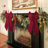 Christmas Decorations - Christmas Bows - 2 Pack 36x18 Inches Large Red Velvet Christmas Tree Topper - Burgundy Ribbon Gift Bows - Xmas Decor for Indoor Outdoor Home Wreaths Mantle Front Door Wedding