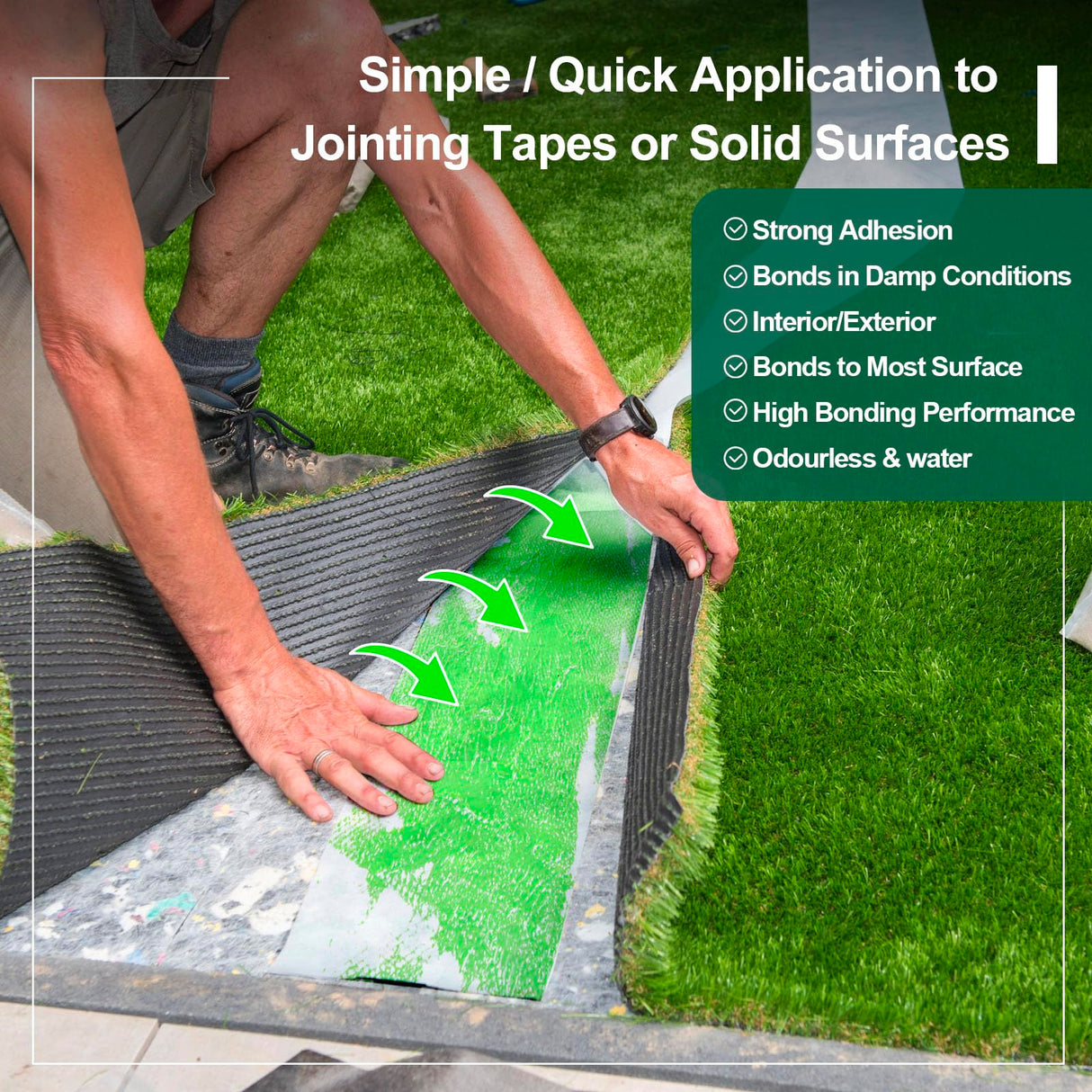Threlaco 1 Gallon Turf Glue for Artificial Grass Artificial Turf Glue Tape Grass Paint Concentrate Carpet Green Adhesive for Synthetic Surfaces