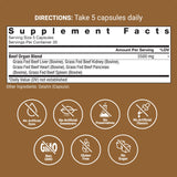 FORCE FACTOR Primal Origins Beef Organ Supplement Made with Pasture-Raised, Grass Fed & Including Beef Liver, Kidney, Heart, Pancreas, & Spleen, Hormone Free, Non-GMO, 150 Capsules