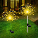 YaaFen Solar Garden Lights Outdoor, 6 Pack 120 LED Twinkling Firework Lights Decorative with 2 Modes, Outdoor Waterproof Solar Starburst Light for Outside Yard Pathway Garden Decor, Warm White
