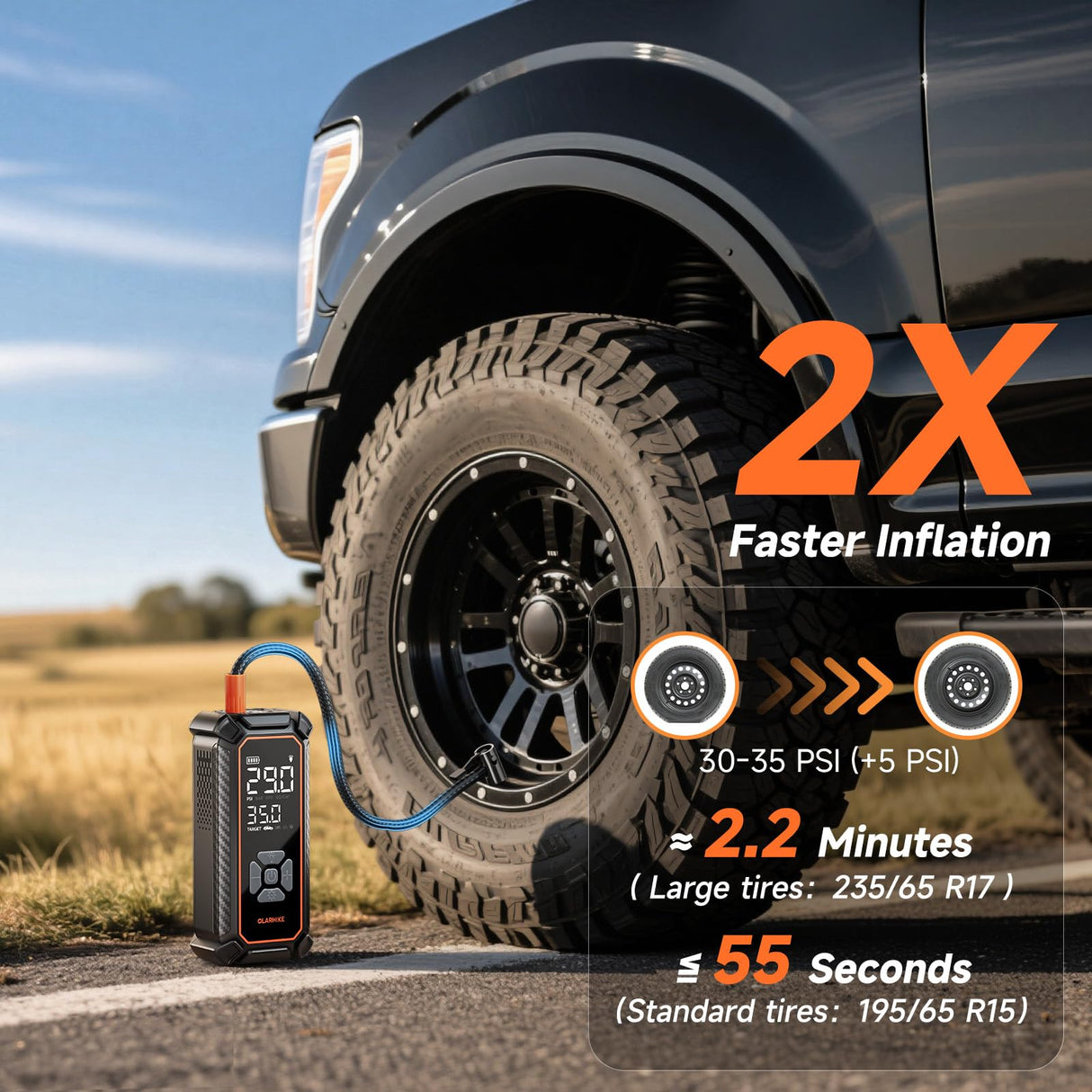 OlarHike Tire Inflator Portable Air Compressor, 150PSI Dual Power - 6000mAh & 12V DC, Cordless Air Pump for Car Tires, Bike, Motorcycle, Balls with LED & Digital Pressure Gauge, Auto Shut‑Off