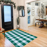 Christmas Outdoor Mat Buffalo Plaid Christmas Decor Rug Cotton Hand-Woven Layered Door Mats Washable Carpet for Front Porch, Kitchen, Farmhouse, Entryway