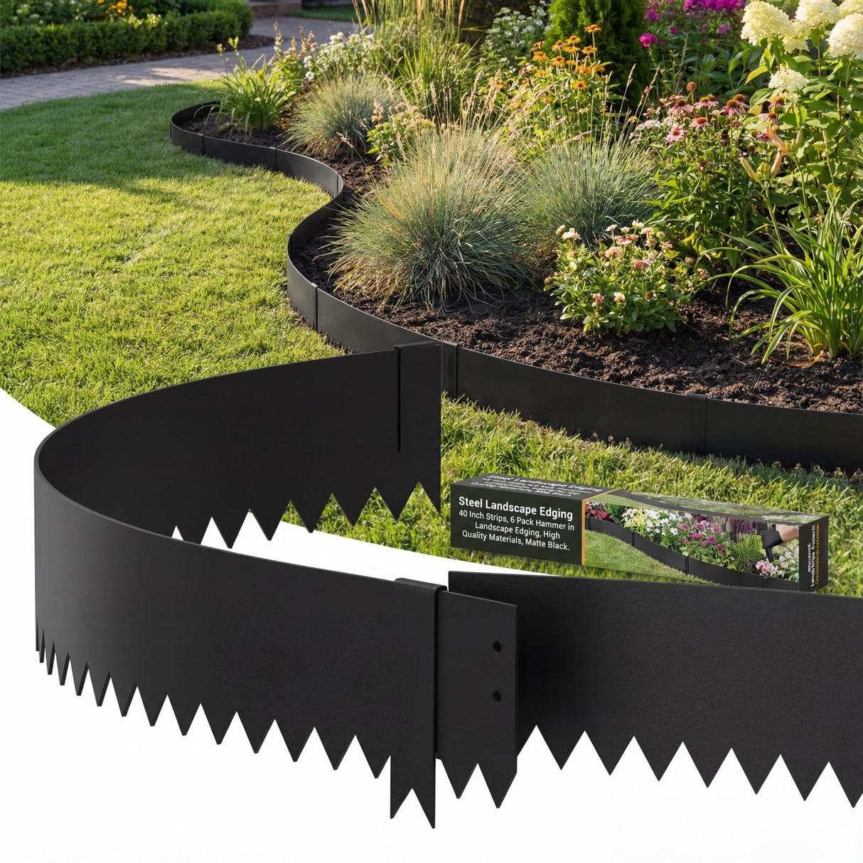 Meyoppm 20ft. 40" L × 4" H Metal Landscape Edging, 6 Pack Garden Border