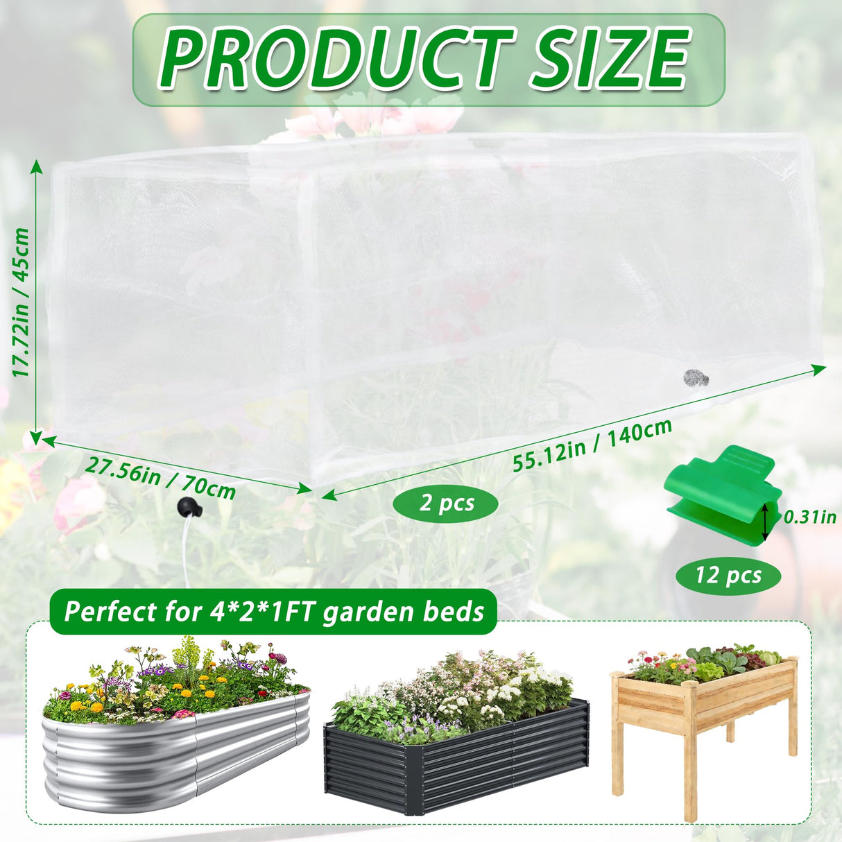 Garden Netting for Raised Beds, Plant Covers Garden Protection Bird Netting